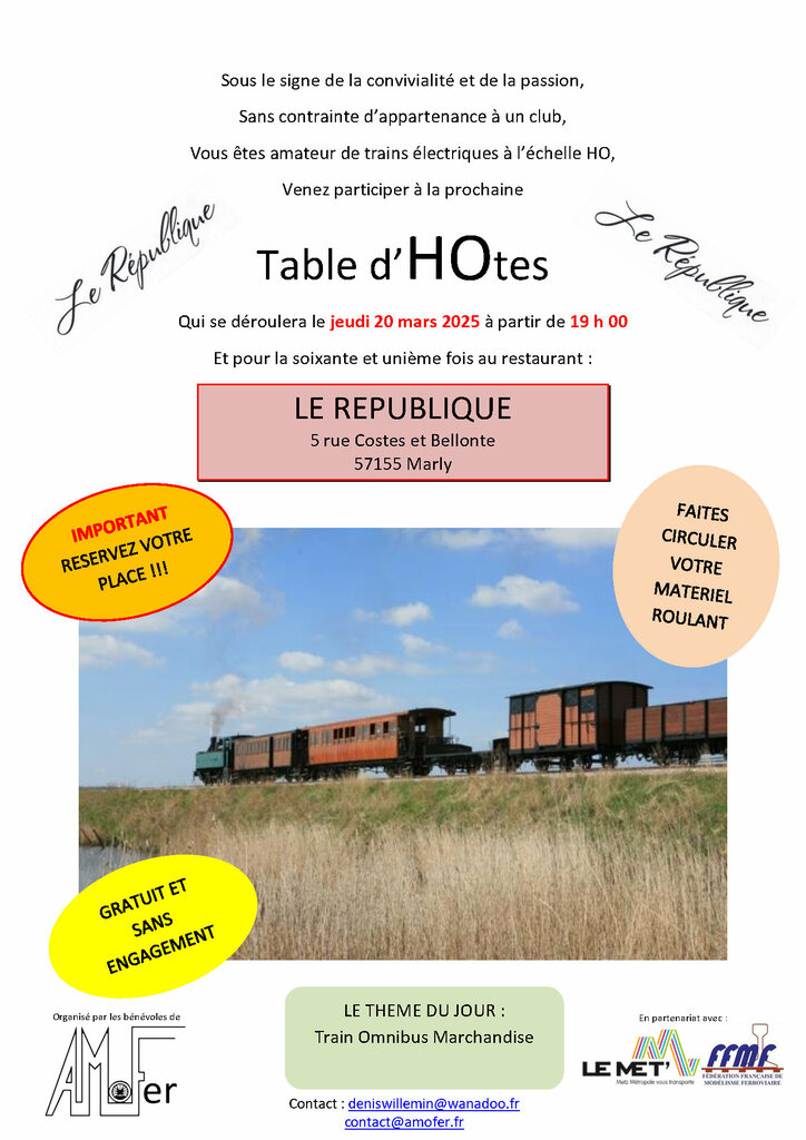 Tables d'HOtes du 21 mars 2025